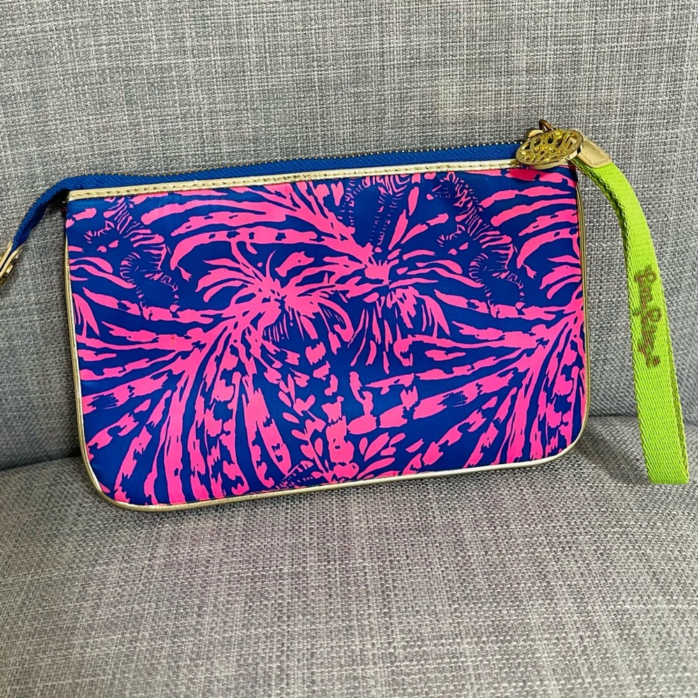 Lilly Pulitzer Vibrant Pink and Blue Wristlet